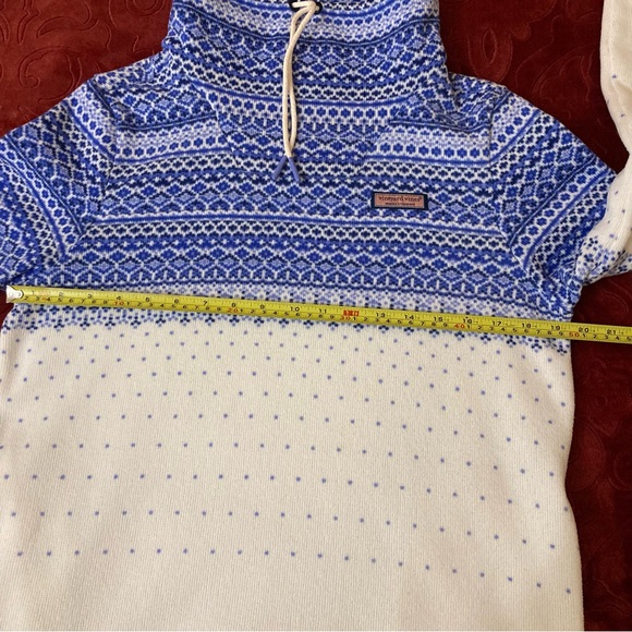 Vineyard Vines FairIsle Pullover Sweater Drawstring Funnel Neck Pockets Sz S - Picture 9 of 11